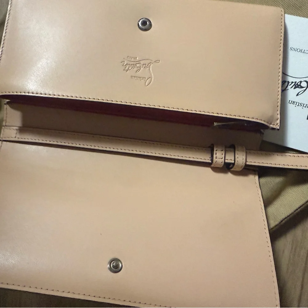 Christian Louboutin Macaron Wallet Calf Spikes Mystic Pink Gold - Picture 14 of 16